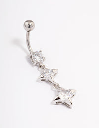 Surgical Steel Cubic Zirconia Star Drop Belly Ring - link has visual effect only