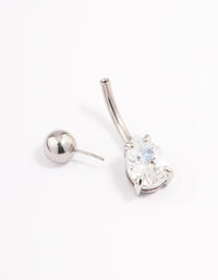 Surgical Steel Cubic Zirconia Pear Claw Belly Ring - link has visual effect only