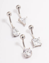 Surgical Steel Mixed Cubic Zirconia Claw Belly Ring 4-Pack - link has visual effect only