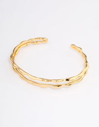 Gold Plated Double Molten Cuff Bangle - link has visual effect only