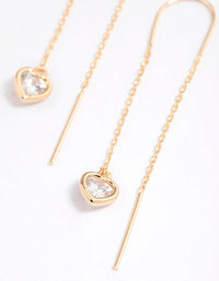 Gold Fan Heart Pendant Threader Earrings - link has visual effect only