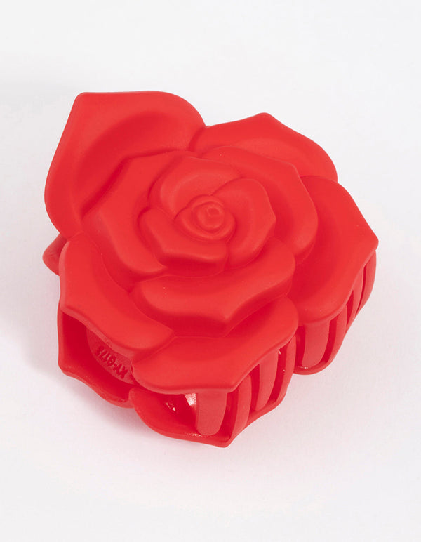 Plastic Romantic Red Rose Claw Clip