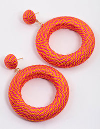 Pink Threaded Wrapped Oversized Drop Earrings - link has visual effect only