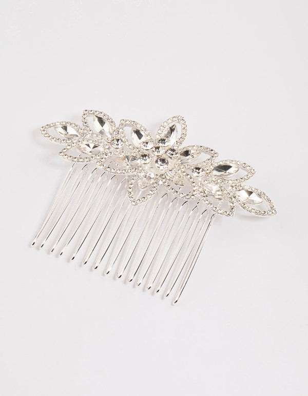 Silver Halo Flower Hair Comb