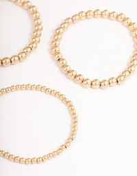 Gold Round Ball Stretch Bracelet 4-Pack - link has visual effect only