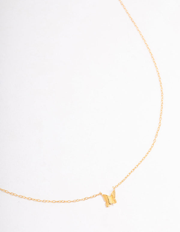 Butterfly gold deals plated necklace