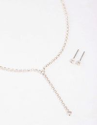 Silver Cupchain Y-Shaped Necklace & Earring Set - link has visual effect only