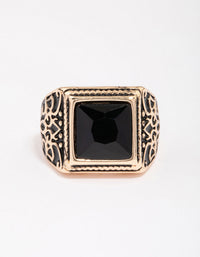 Antique Gold Square Black Antique Ring - link has visual effect only