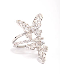 Rhodium Double Butterfly Ring - link has visual effect only