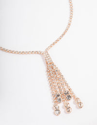 Rose Gold Diamante Tassel Y-Shape Necklace - Lovisa