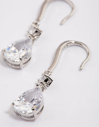 Rhodium Pear Cubic Zirconia Earrings - link has visual effect only