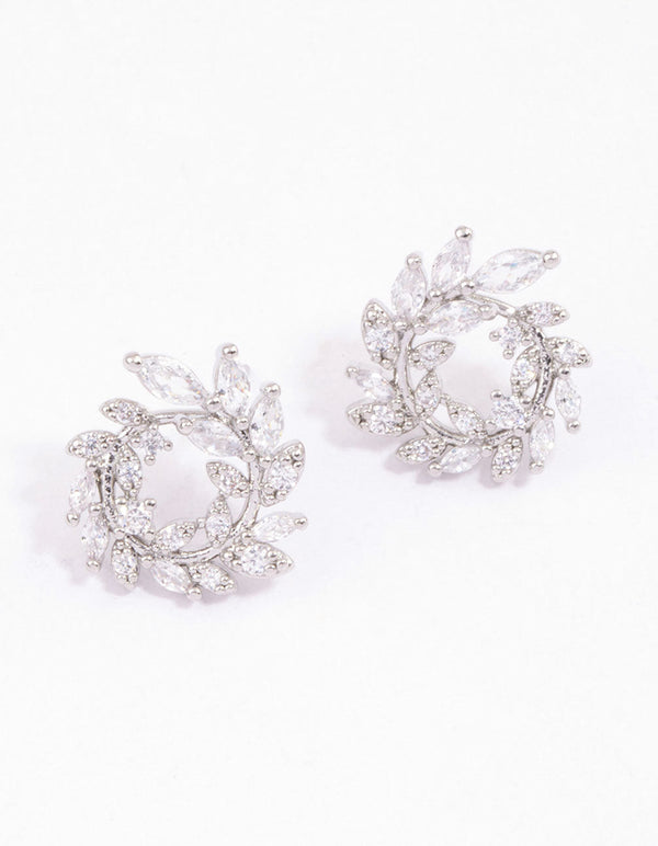 Rhodium Mini Wreath Stud Earrings