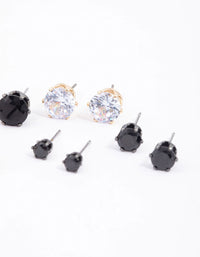 Cubic Zirconia Round Stud Earrings 6-Pack - link has visual effect only