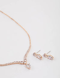 Rose Gold Pear Shape Drop Necklace & Earrings Set - link has visual effect only