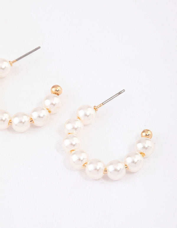 Pearl beaded shop hoop earrings