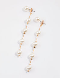 Gold Fine Snake Chain Pearl Drop Earrings - link has visual effect only