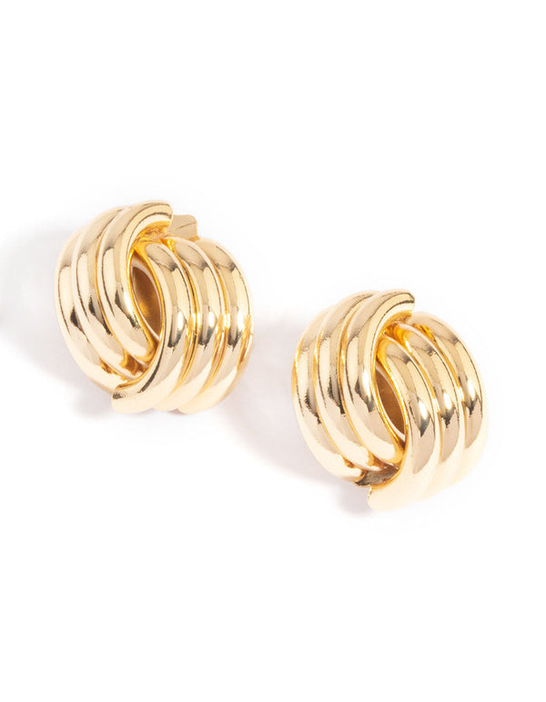 Gold Plated Knotted Stud Earrings