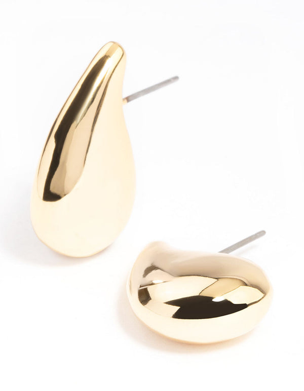 Gold teardrop on sale stud earrings