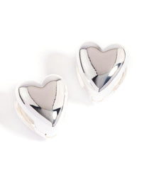 Silver Plated Heart Huggie Earrings - link has visual effect only