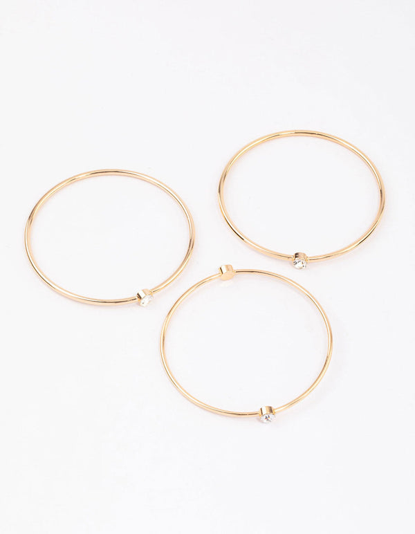 Gold Diamante Stone Bangle Pack