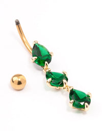 Gold Plated Titanium Triple Pear Drop Belly Ring - link has visual effect only