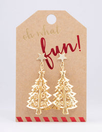 Gold Metallic Christmas Tree Drop Earrings - link has visual effect only