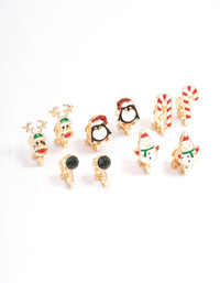 Kids Christmas Penguin Clip On Earrings 5-Pack - link has visual effect only