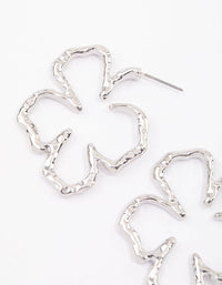 Rhodium Large Hammered Flower Hoop Earrings - link has visual effect only