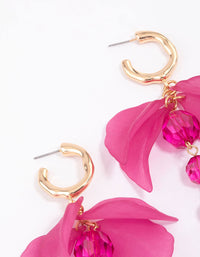 Gold Pink Petal Facet Beaded Drop Earrings - link has visual effect only