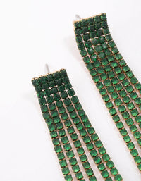 Gold & Green Layered Cupchain Drop Earrings - link has visual effect only