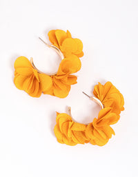 Gold & Yellow Fabric Flower Hoop Earrings - link has visual effect only