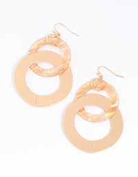 Gold Circle Decorative Drop Earrings - link has visual effect only