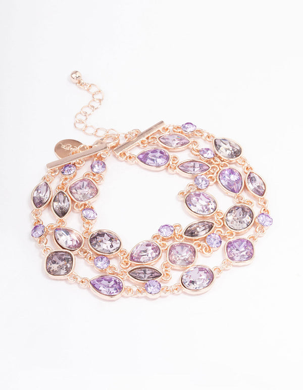 Rose Gold Marquise Mixed Stone Chain Bracelet