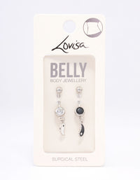 Surgical Steel Yin & Yang Drop Belly Ring Pack - link has visual effect only