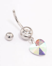 Surgical Steel Single Heart Drop Belly Ring - link has visual effect only