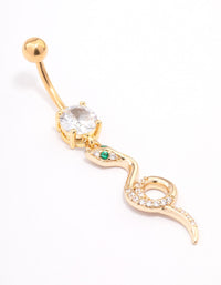 Gold Plated Surgical Steel Looped Snake Drop Belly Ring - link has visual effect only