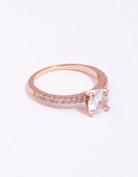 Rose Gold Plated Cubic Zirconia Plated Round Textured Band Ring - link has visual effect only