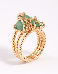 Gold Plated Wrapped Triple Stone Ring - link has visual effect only