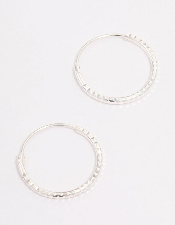 Sterling Silver Diamante Hoop Earrings
