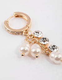 Gold Multi Pearl Huggie Earrings - link has visual effect only