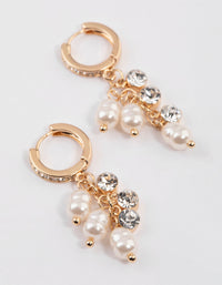 Gold Multi Pearl Huggie Earrings - link has visual effect only