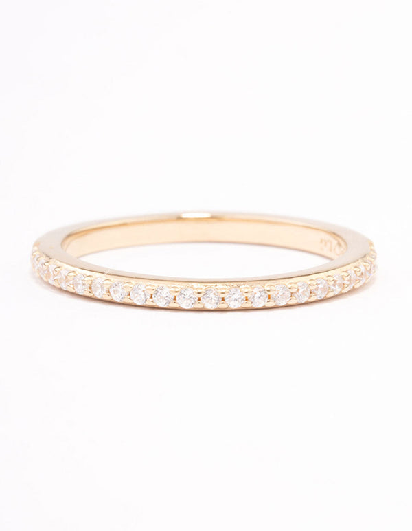 Gold Plated Sterling Silver Cubic Zirconia Pave Ring