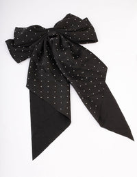 Black Diamante Satin Drop Hair Bow Clip - link has visual effect only