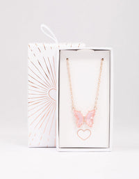 Rose Gold Pink Butterfly Pendant Necklace - link has visual effect only