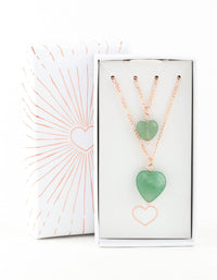 Rose Gold Semi-Precious Mini Heart Necklace Pack - link has visual effect only