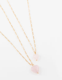 Gold Semi-Precious Mini Heart Necklace Pack - link has visual effect only