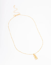 Gold Plated Bear Station Short Necklace - link has visual effect only