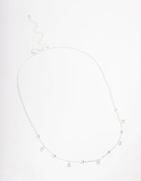 Silver Diamante Droplet Station Necklace - Lovisa