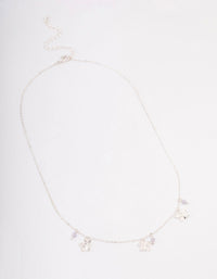 Silver Butterfly Beaded Droplet Necklace - link has visual effect only