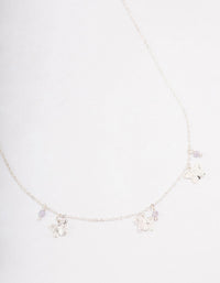 Silver Butterfly Beaded Droplet Necklace - link has visual effect only